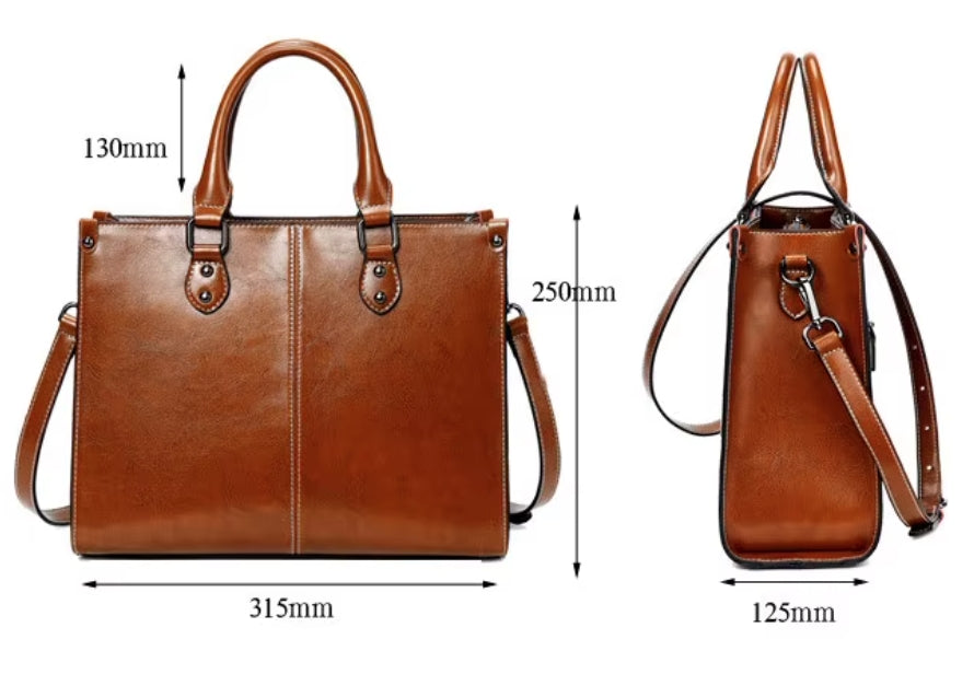 Women Cowhide Messenger Top Handle Bag