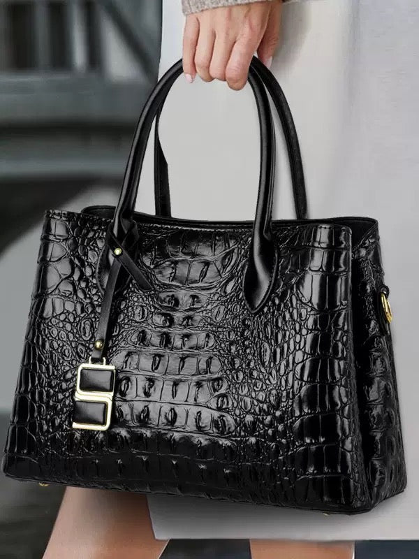Vintage Crocodile Pattern Patent Handbag