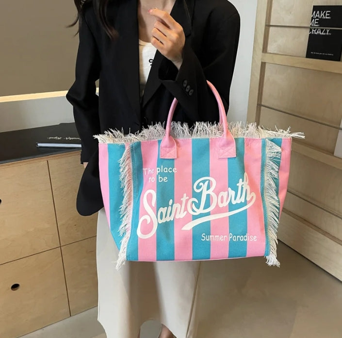 Luxury Canvas Tassel Shoulder Bag