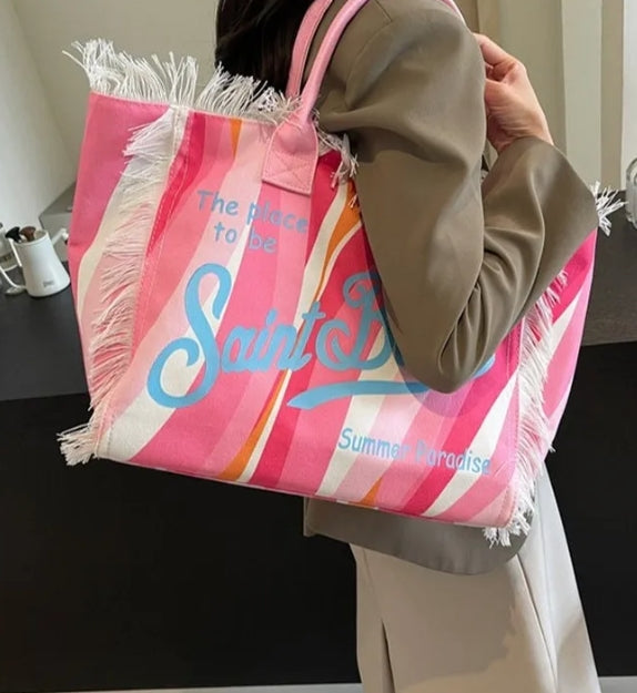 Luxury Canvas Tassel Shoulder Bag