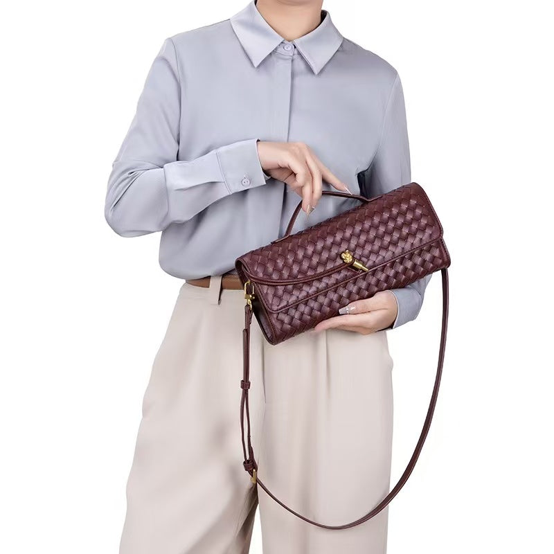 Woven evening clutch bag