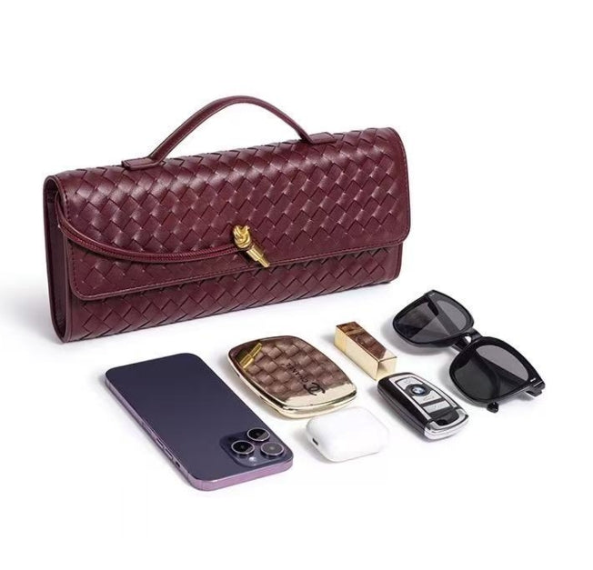 Woven evening clutch bag