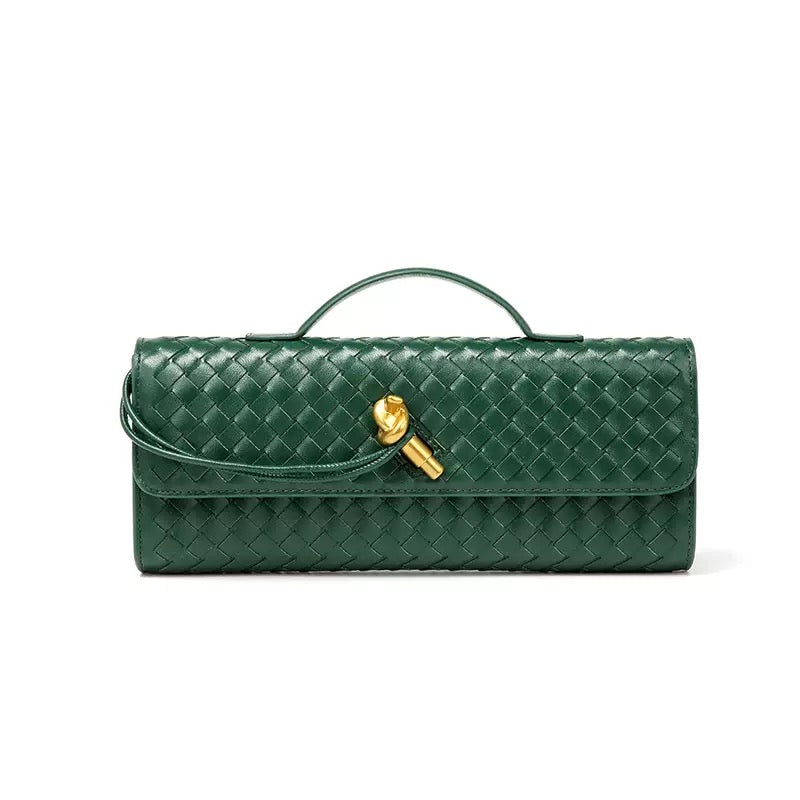 Woven evening clutch bag