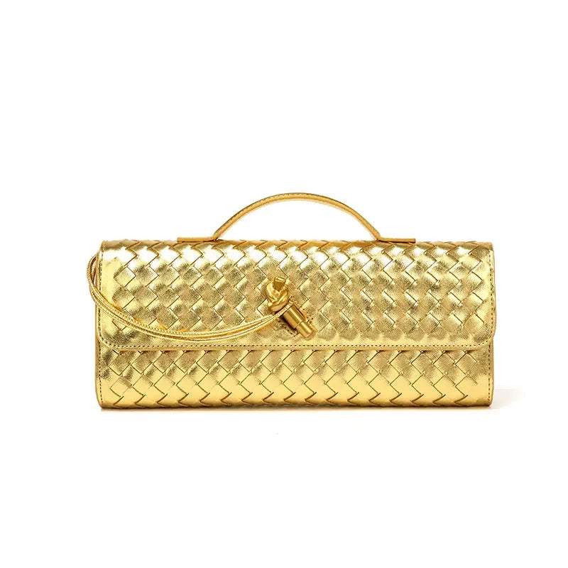 Woven evening clutch bag