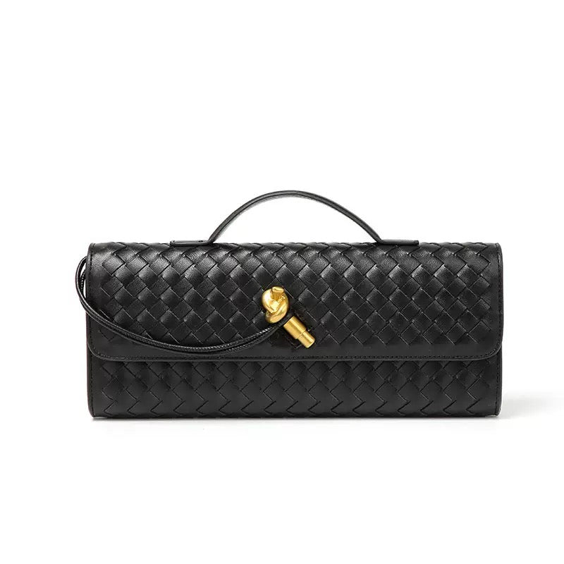 Woven evening clutch bag