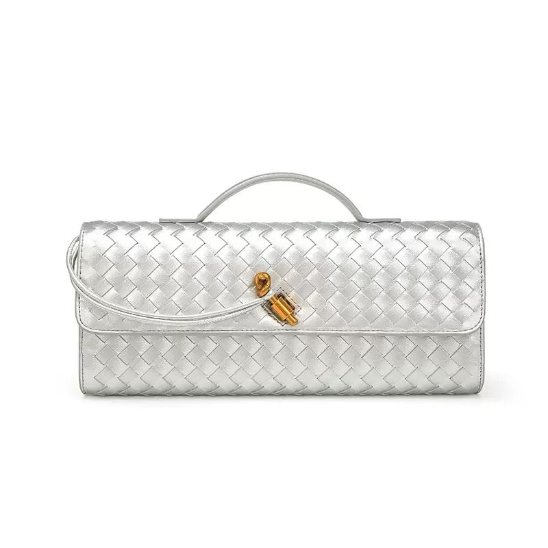 Woven evening clutch bag