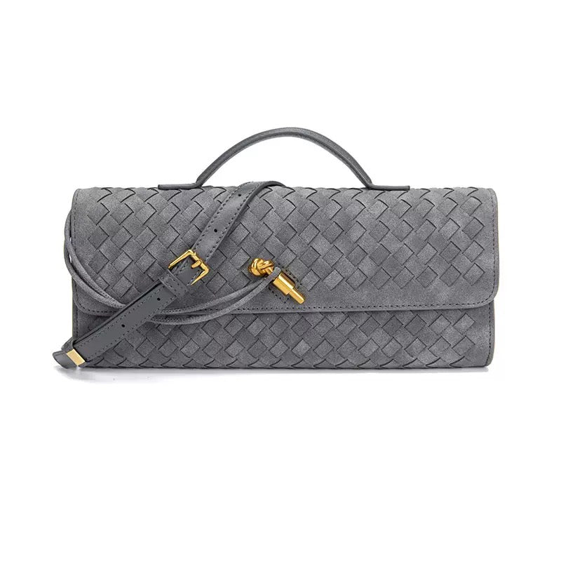Woven evening clutch bag