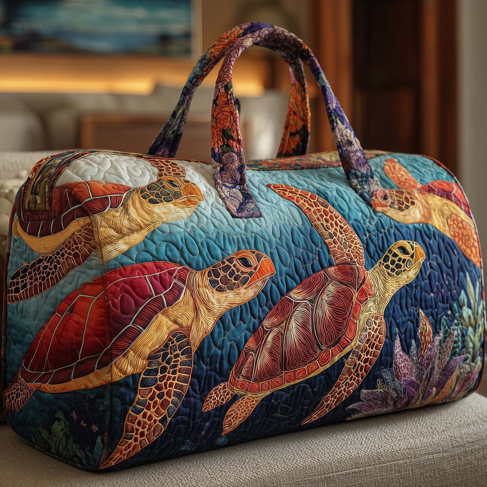 Vintage marine-themed travel bag