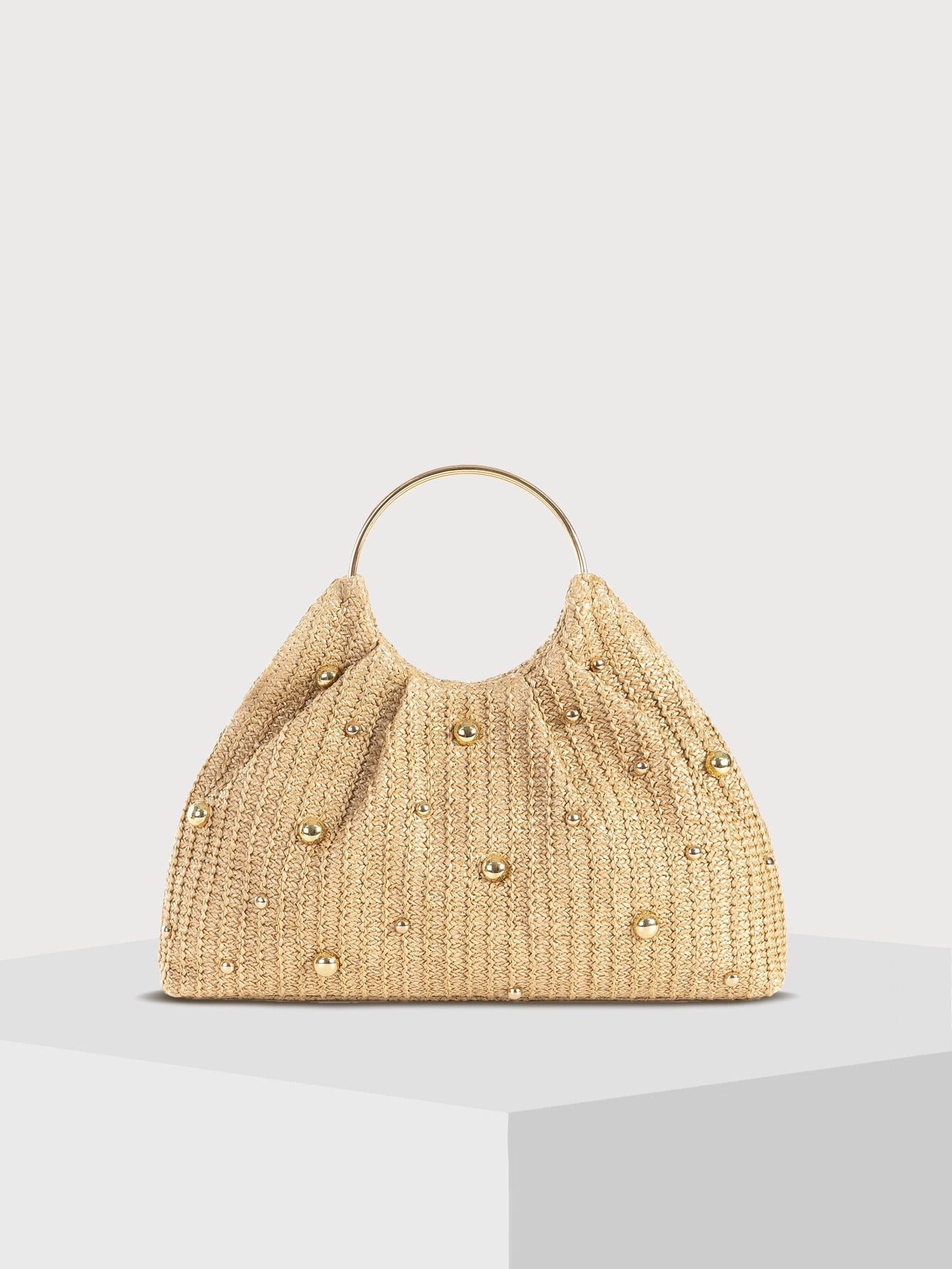 Boho Beaded Straw Handbag