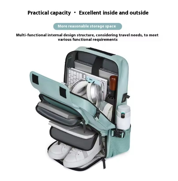 Waterproof 16 inch Business Laptop Backpack with Shoe Bag Hidden USB charging port Hiking camping backpack