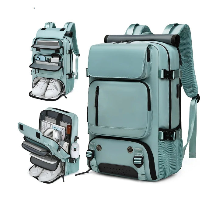Waterproof 16 inch Business Laptop Backpack with Shoe Bag Hidden USB charging port Hiking camping backpack