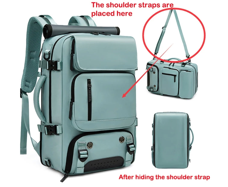 Waterproof 16 inch Business Laptop Backpack with Shoe Bag Hidden USB charging port Hiking camping backpack