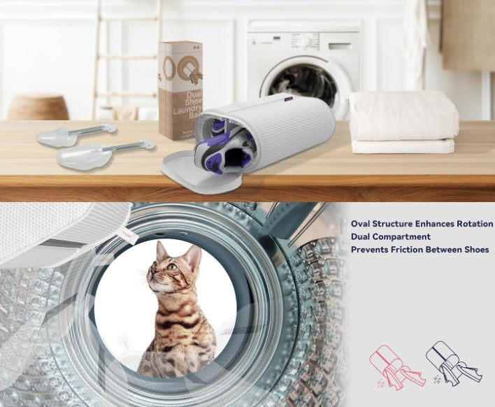 Dual-Chamber Vertical Shoe Washing Machine Bag – Durable Laundry Protector for Sneakers