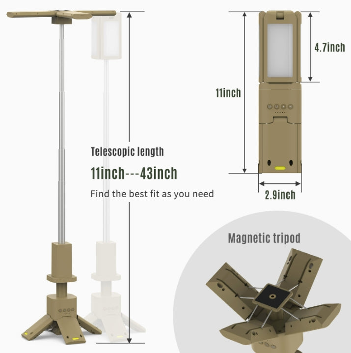 6000 LM Super Bright Magnetic Rotatable Telescopic LED RV Camping Lantern