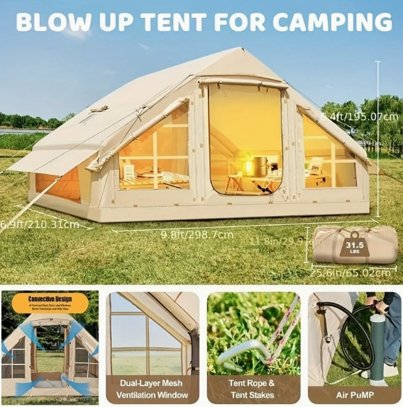 Manual Pump Easy Set Up Waterproof Inflatable Camping Tent