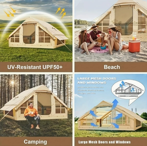 Manual Pump Easy Set Up Waterproof Inflatable Camping Tent