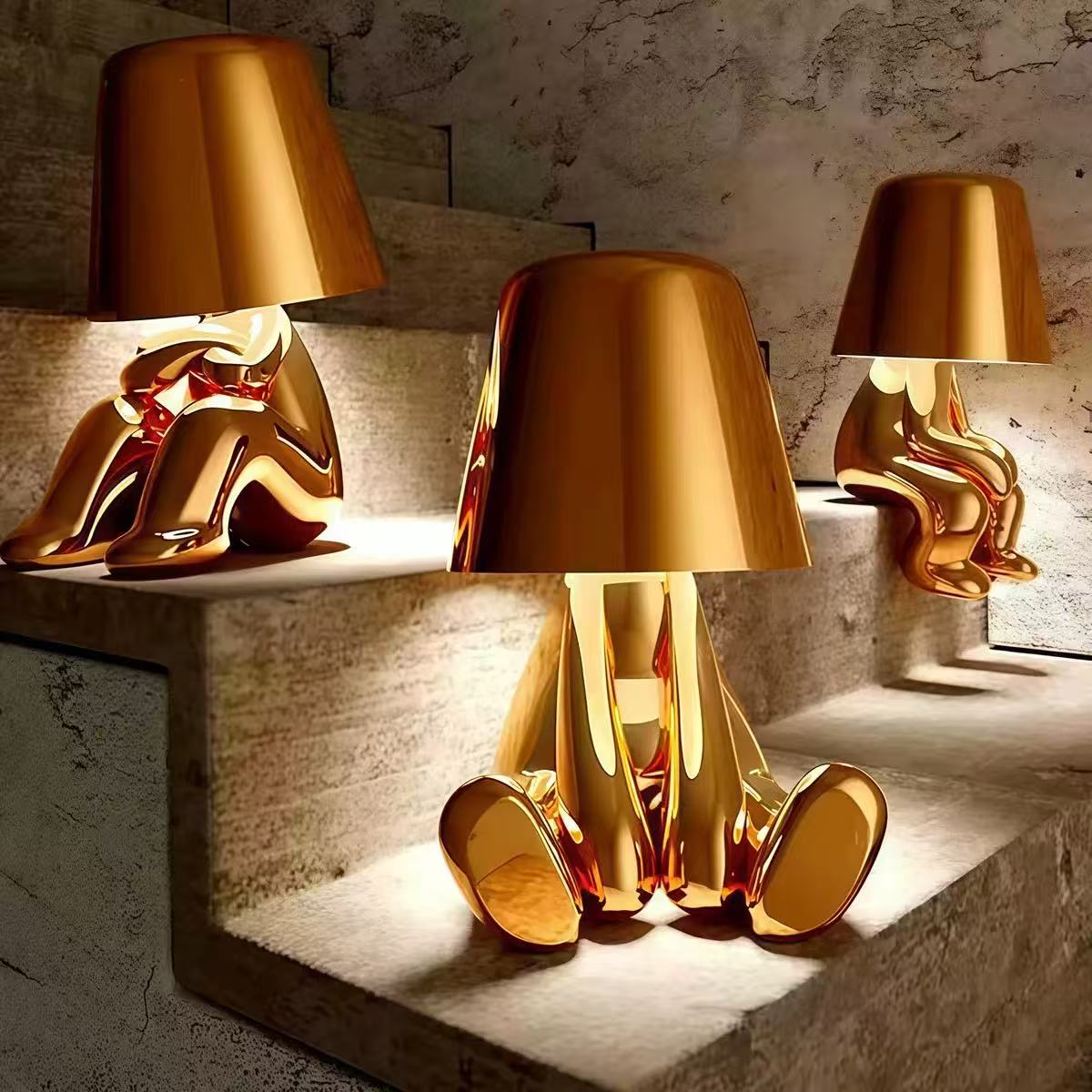Modern New Thinker Golden Statue Touch Atmosphere Lamp