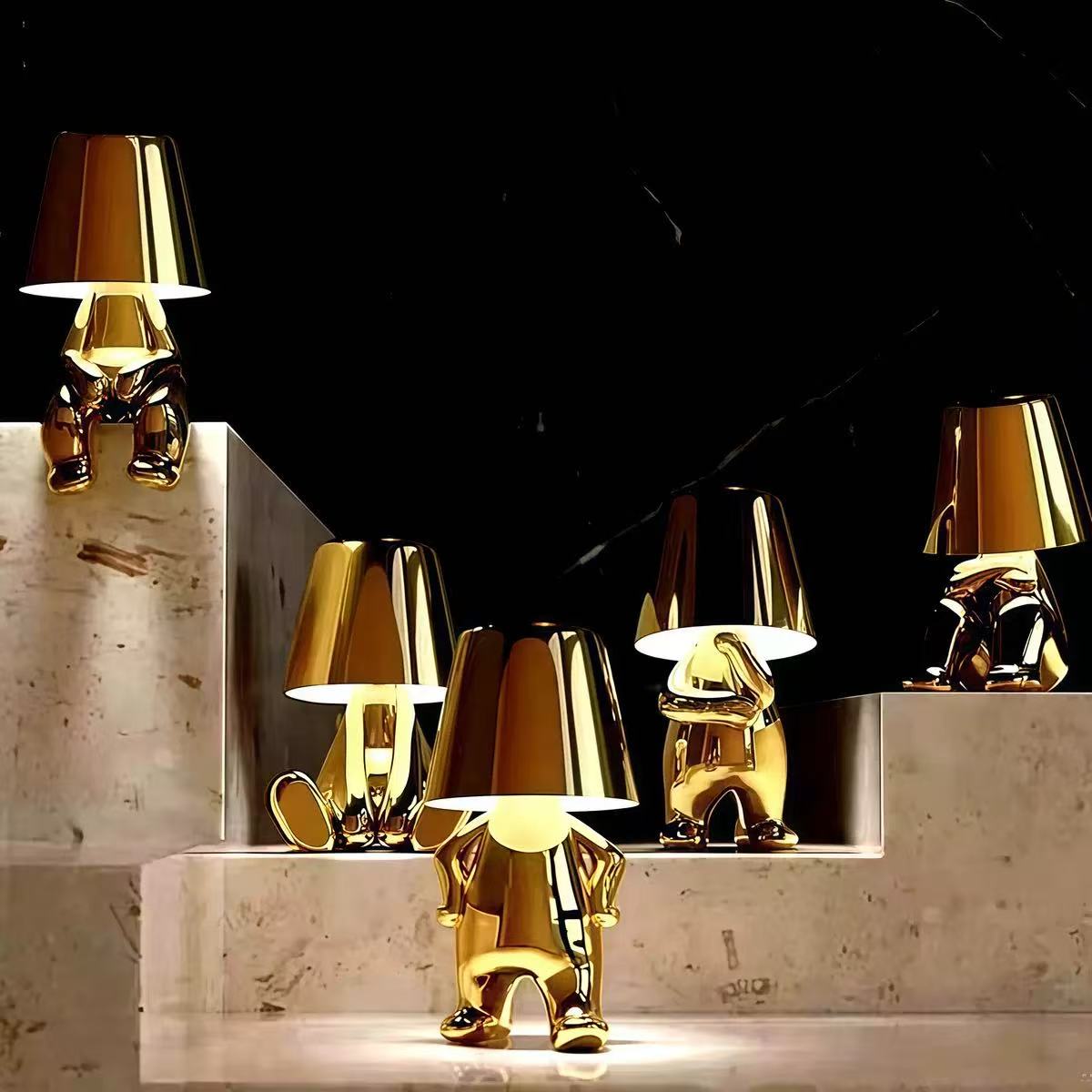 Modern New Thinker Golden Statue Touch Atmosphere Lamp
