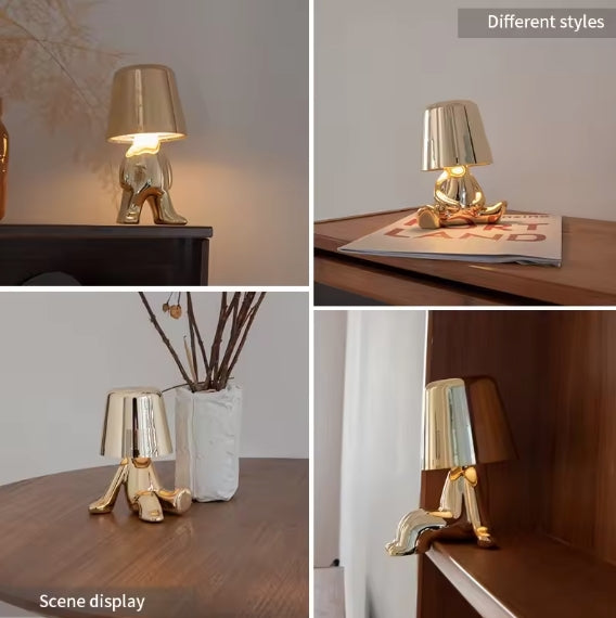 Modern New Thinker Golden Statue Touch Atmosphere Lamp