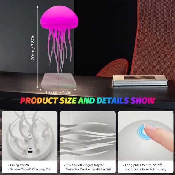 Bionic Jellyfish Night Light,USB Rechargeable with Voice Control