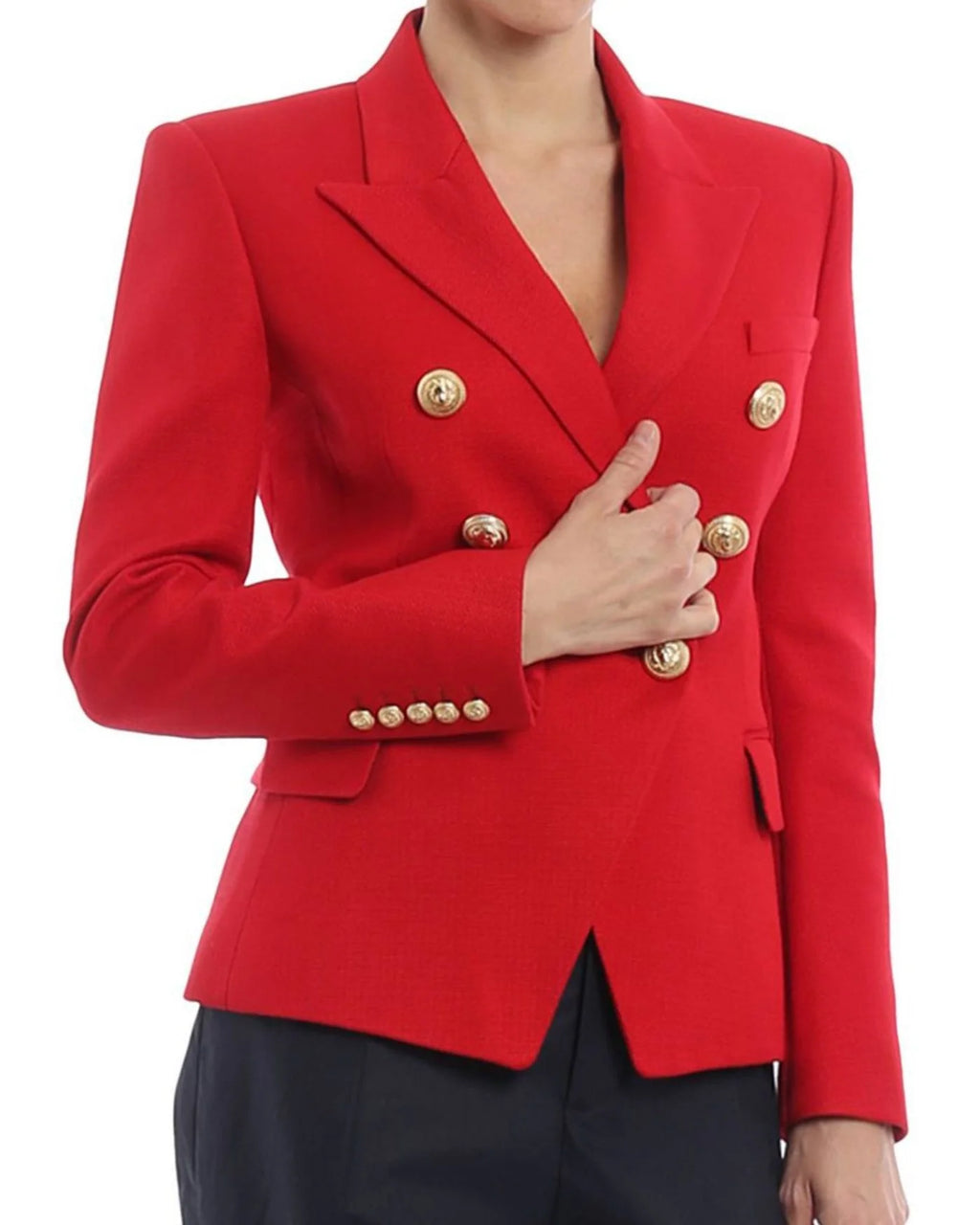 Double Breasted Gold Button Blazer