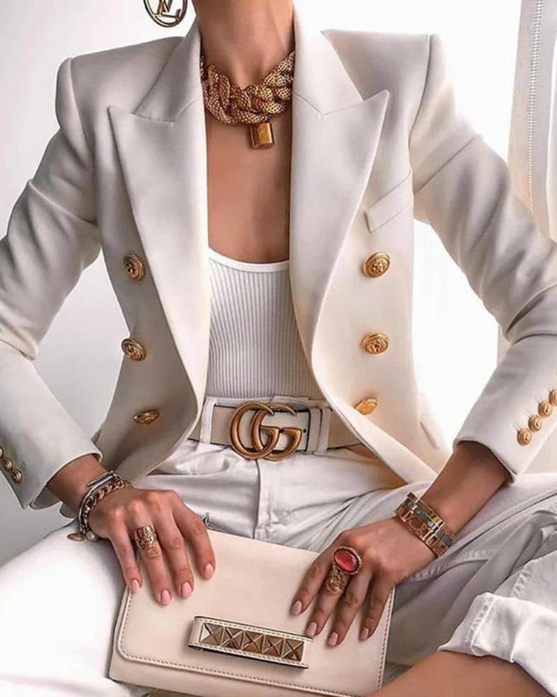 Double Breasted Gold Button Blazer